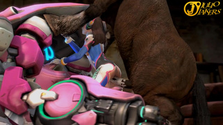 Конь гигантским членом рвет пизду милашки D.Va