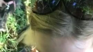 Voyeur Sloppy Public Outdoor Gagging Dogging Deepthroat Canadian Blowjob Blonde BBC GIF