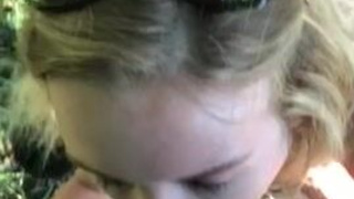 Voyeur Sloppy Public Outdoor Gagging Dogging Deepthroat Canadian Blowjob Blonde BBC GIF
