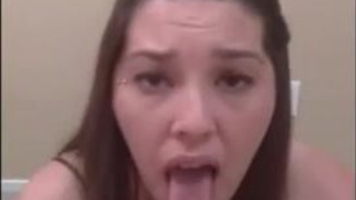 Titty Fuck Eye Contact Deepthroat Cum Swallow GIF