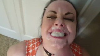 Step-Mom POV Gagging Face Fuck Deepthroat Cumshot Blowjob Big Tits Big Dick Amateur GIF