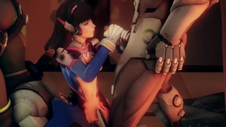 D.Va ублажает Soldier 76 и его друзей из игры Overwatch