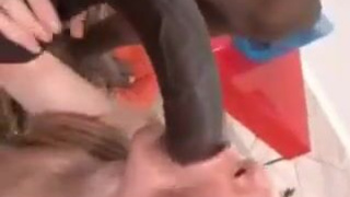 Interracial Handjob Deepthroat Blowjob Blonde Big Dick Ballplay Ball Worship BBC GIF